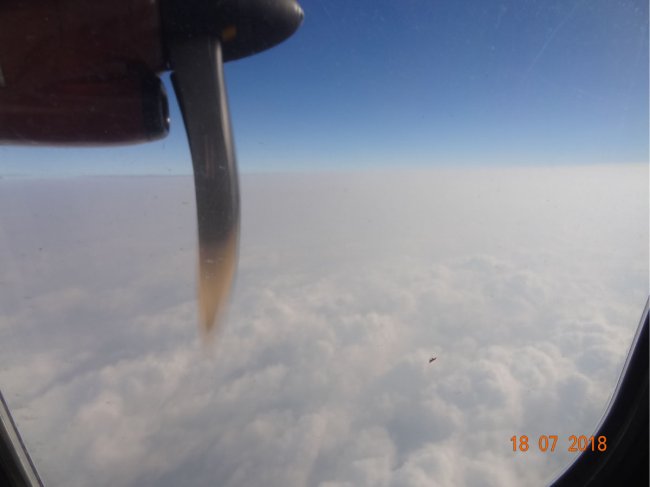 Uniform and extensive stratus cover seen from plane (18th of July 2018)